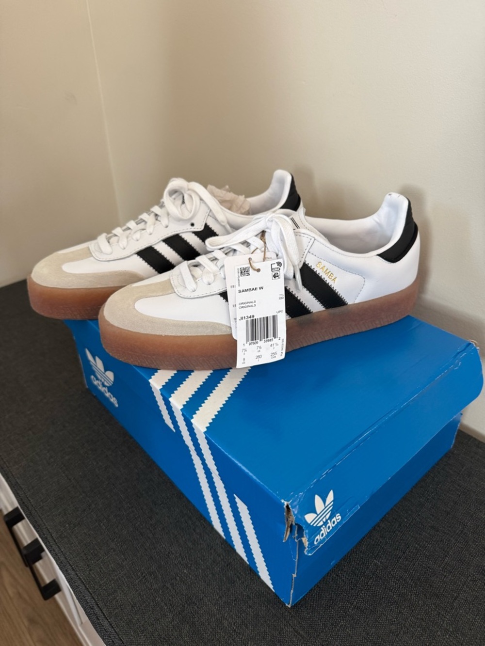 adidas White Black Gum Sole Athletic Shoes